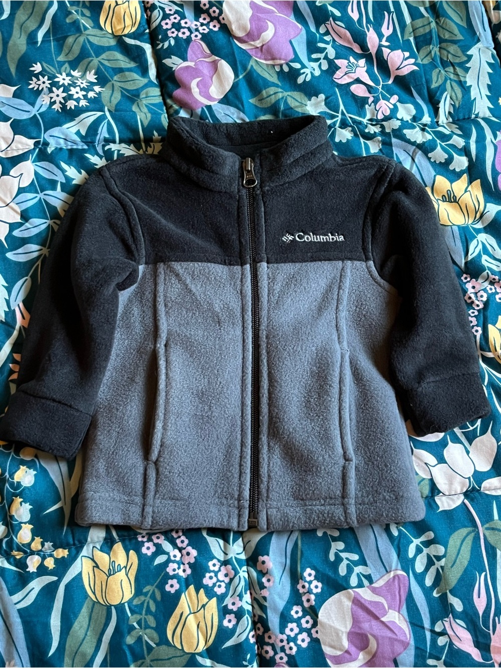 Columbia Kids' Two-Tone Black & Gray Fleece Jacket Size 6-12 Months